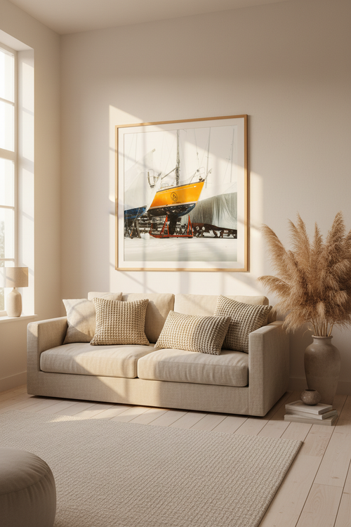 Sailboat Living Room Sunset Mockup