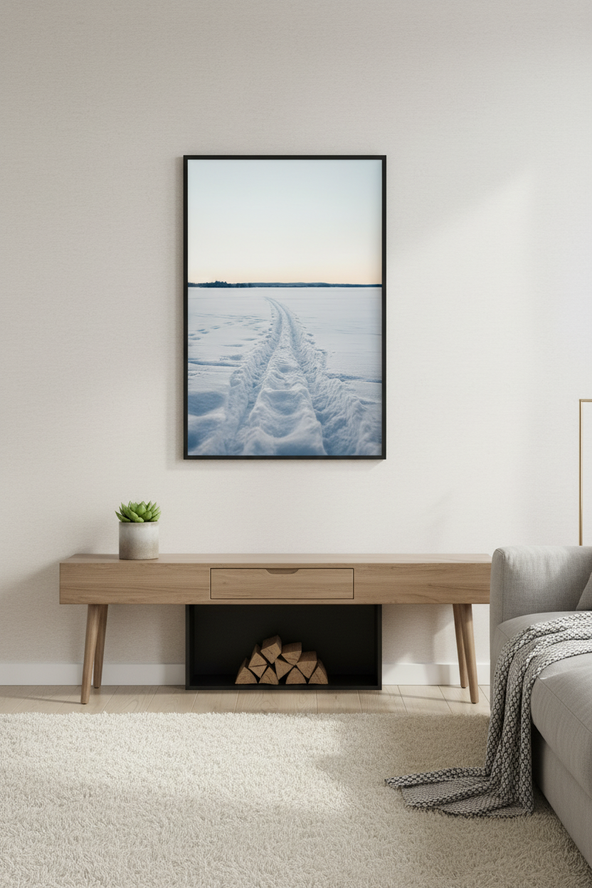 Winter Print Fireplace Mockup